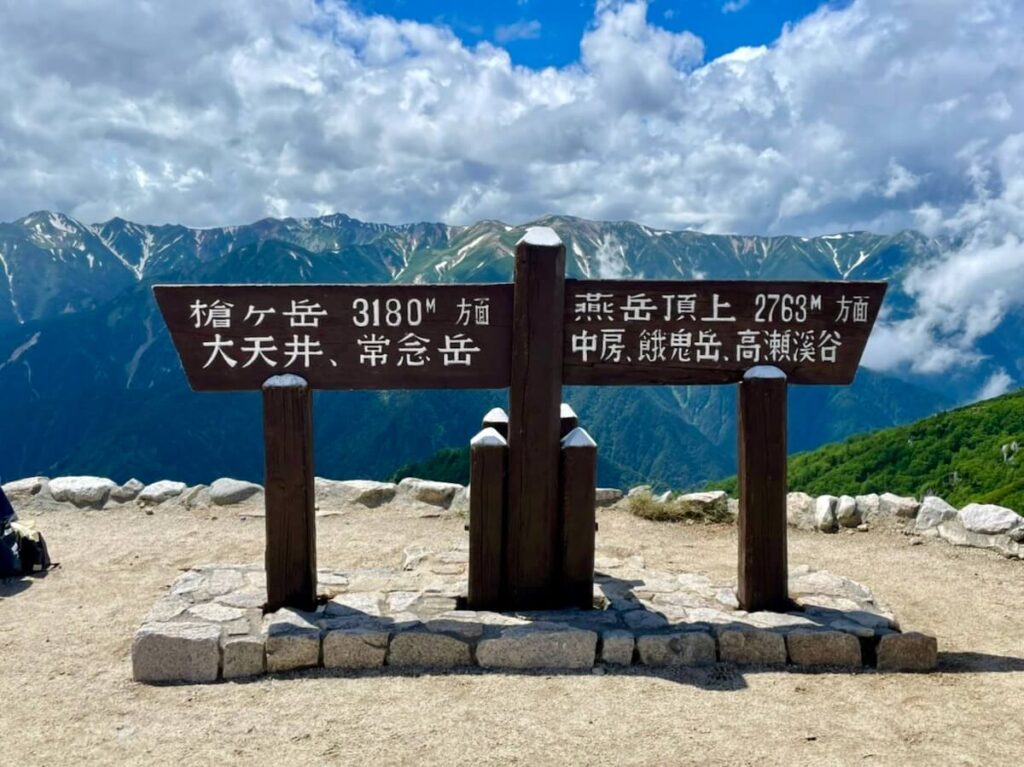燕山荘前の標識